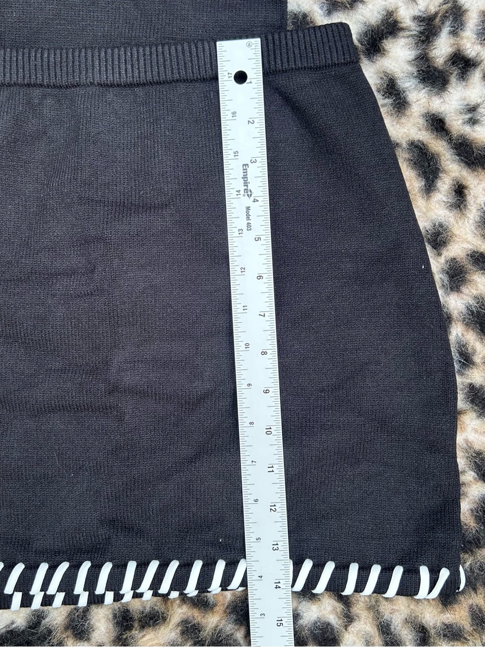 Commense Contrast Trim Black Knit Mini Skirt Set S NWT - Picture 5 of 7
